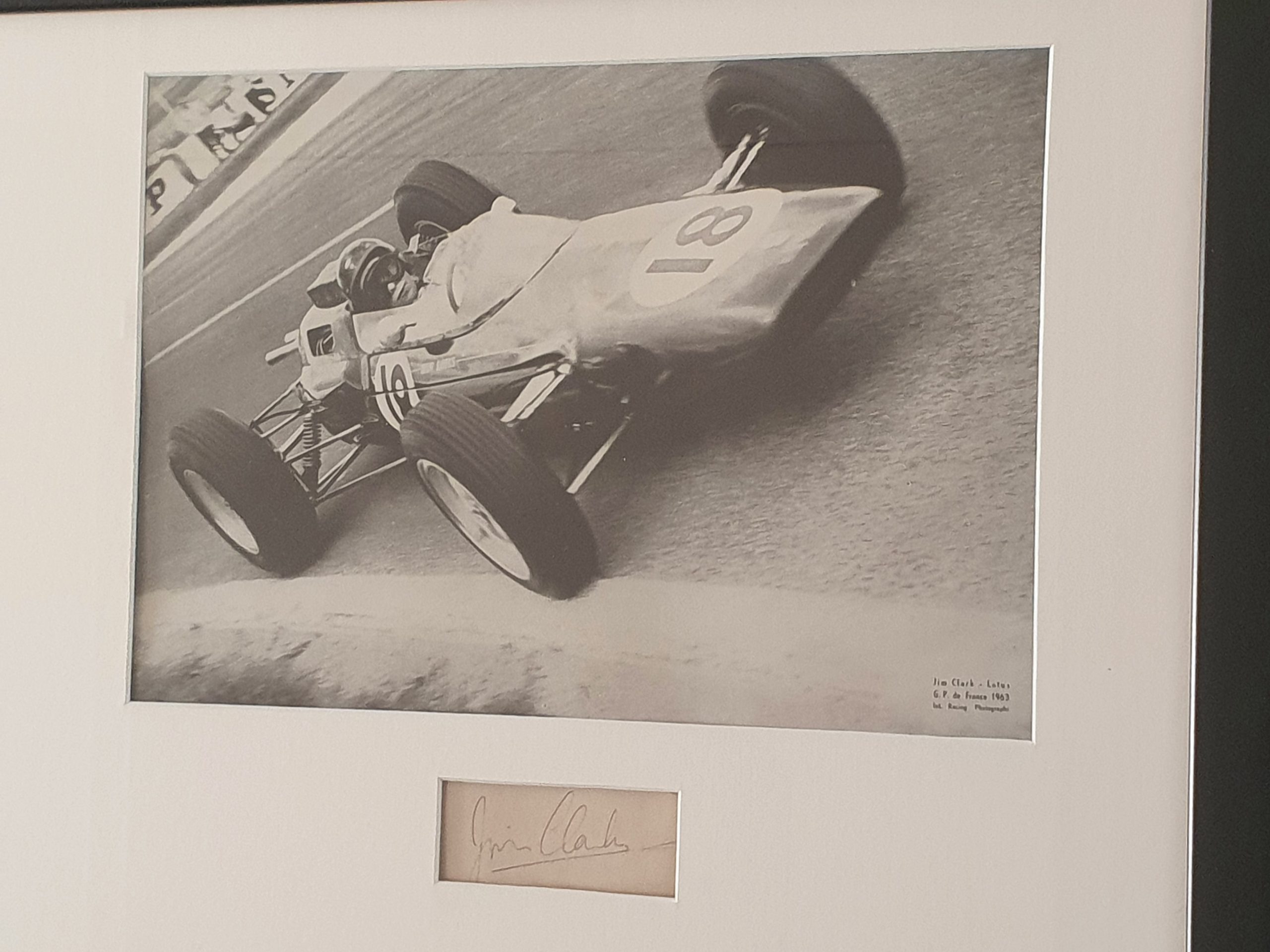 Jim Clark, Jack Brabham, John Surtees, Graham Hill autographs, signed display - Image 5