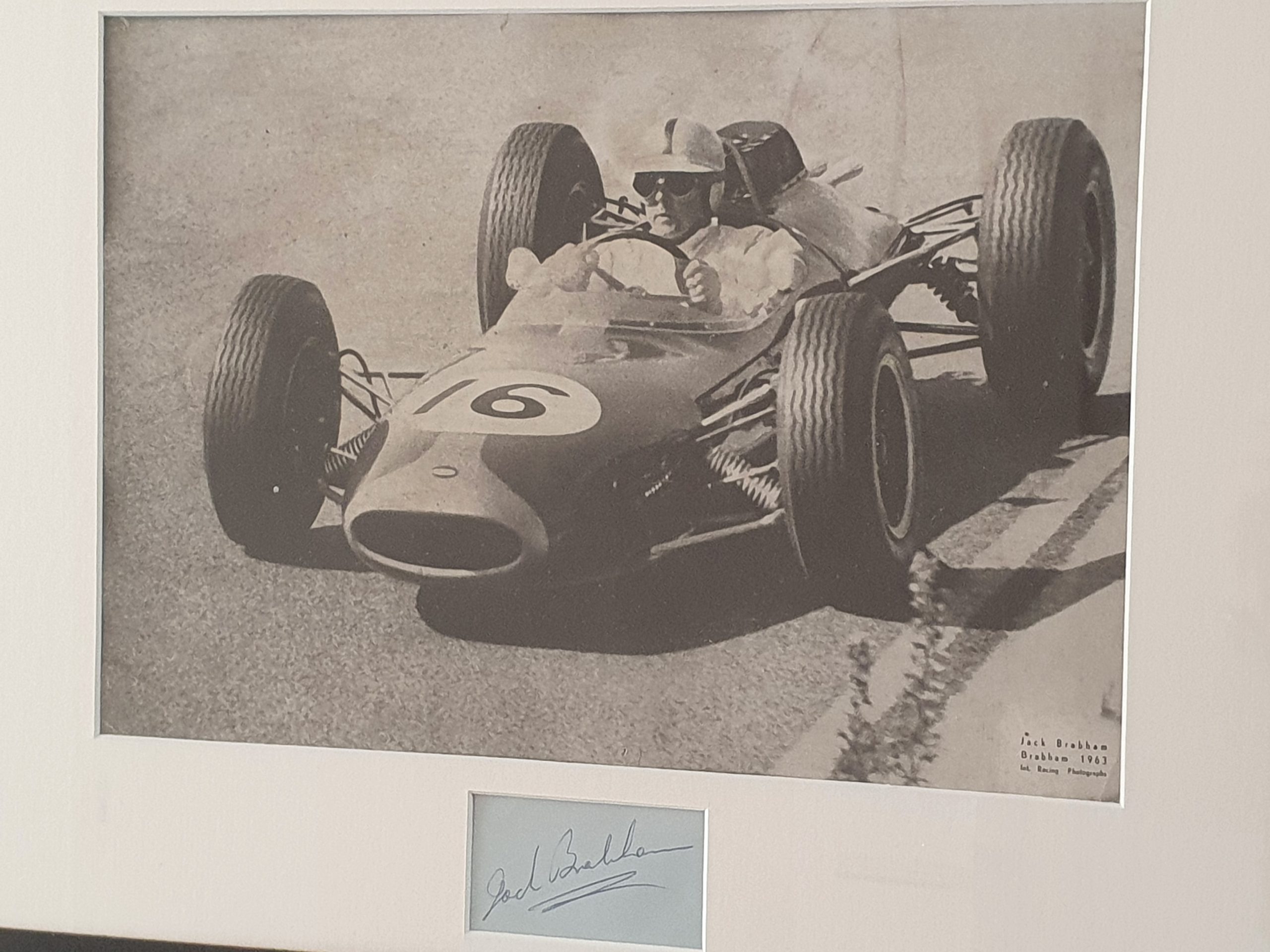 Jim Clark, Jack Brabham, John Surtees, Graham Hill autographs, signed display - Image 6