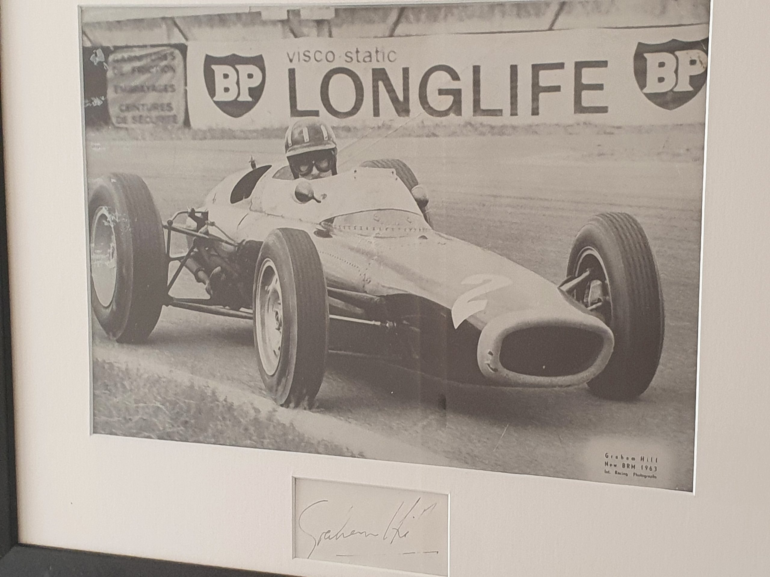 Jim Clark, Jack Brabham, John Surtees, Graham Hill autographs, signed display - Image 7