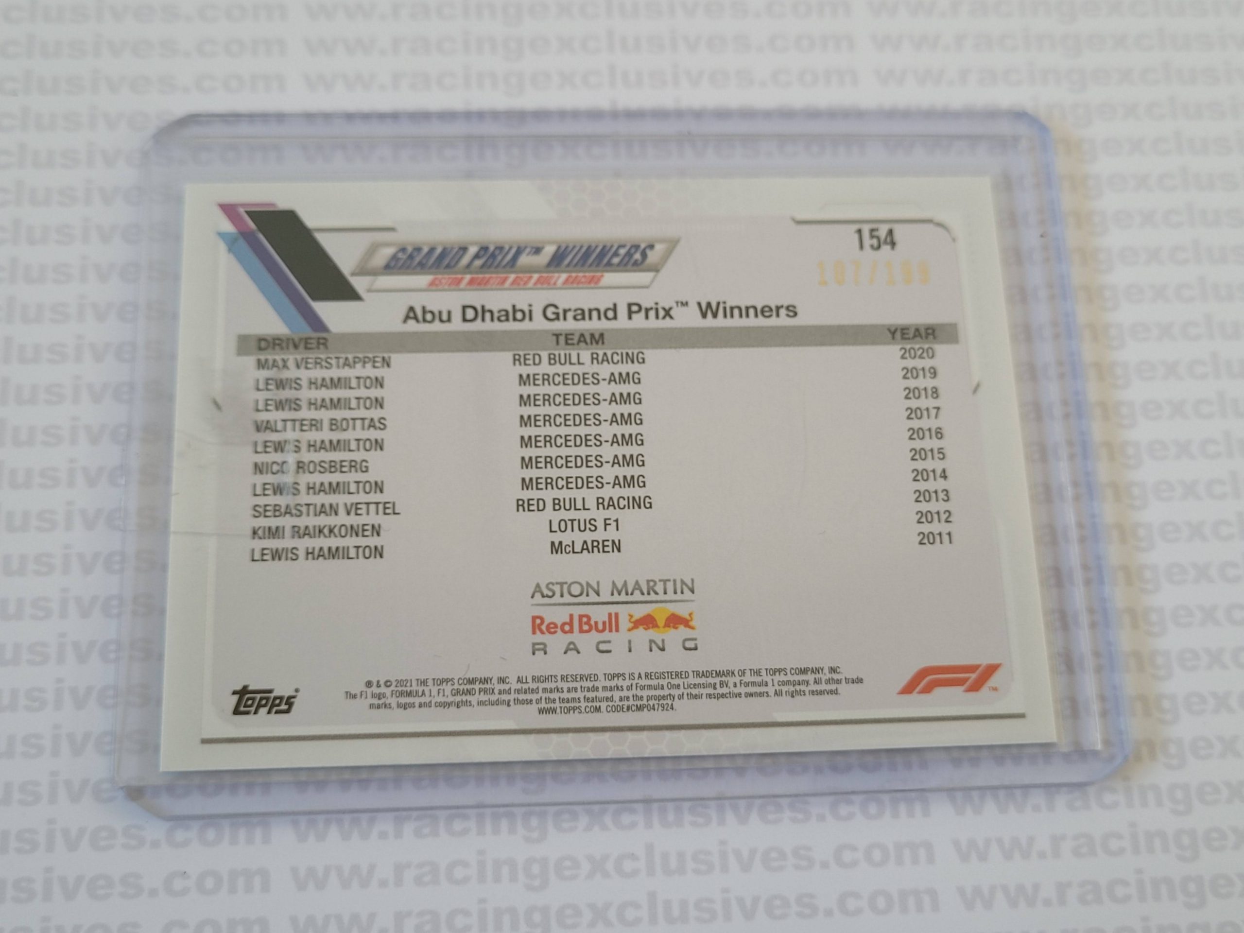 Max Verstappen – 2021 Topps F1 Flagship – #154 107/199 Aqua - Image 3