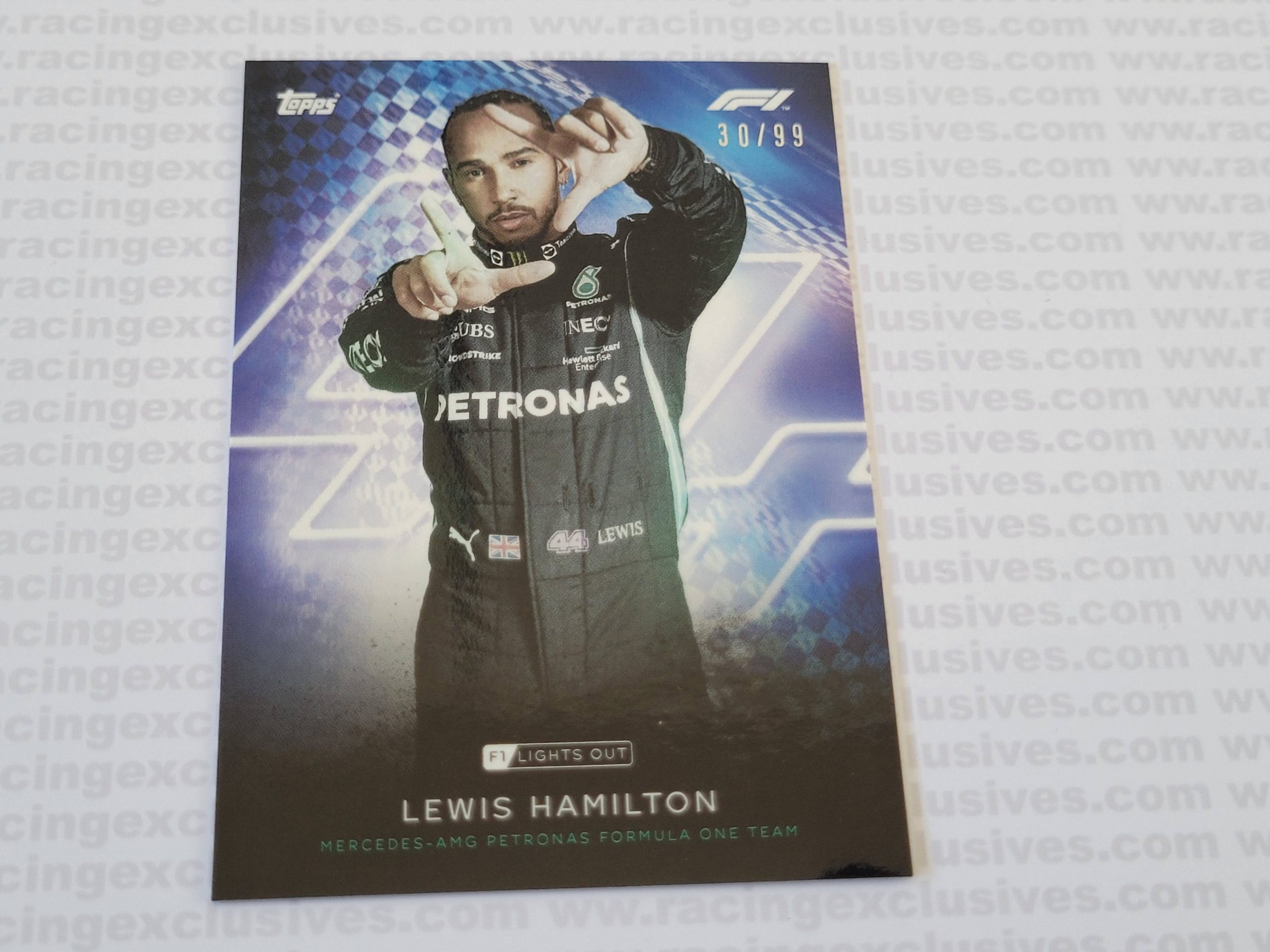 Lewis Hamilton – 2021 Topps F1 Lights Out 30/99 Blue