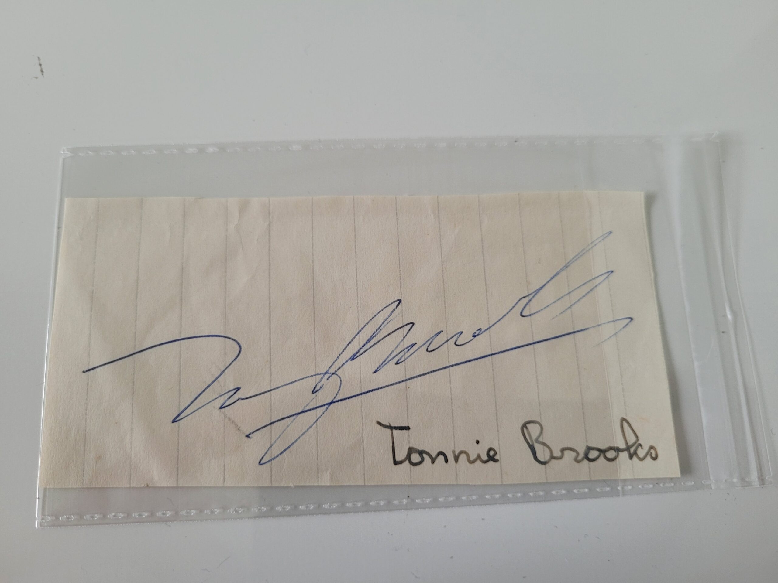 Tony Brooks signed notebook paper
