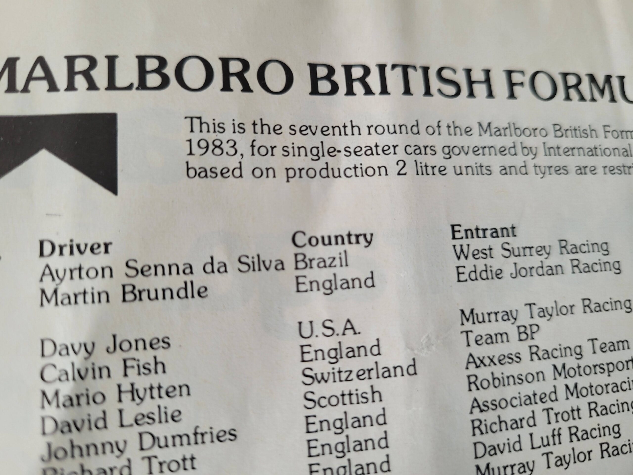 Senna F3 race program Brooklands Raceday 1983 - Image 5