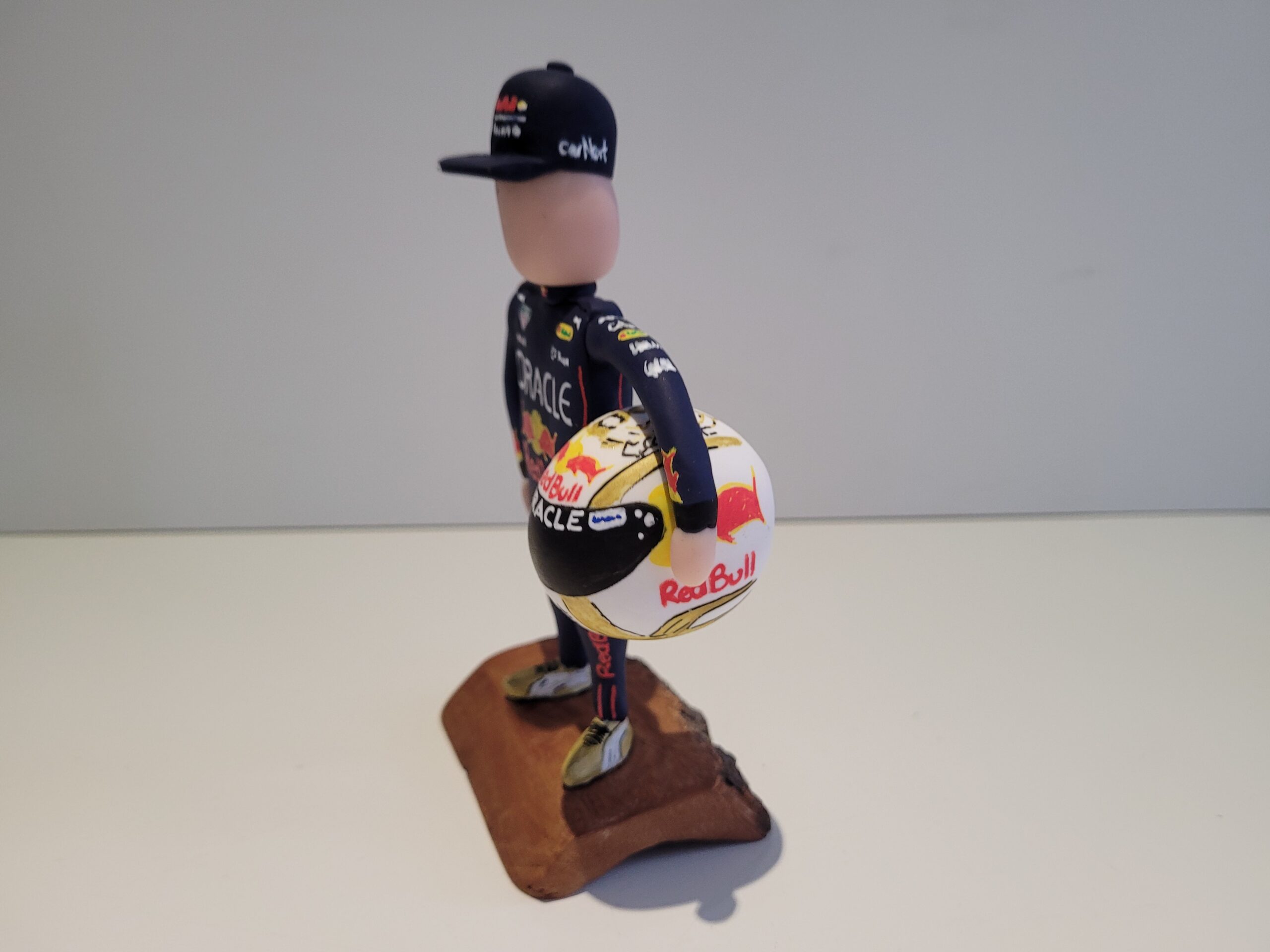 Max Verstappen hand made statue, wooden base - Image 3