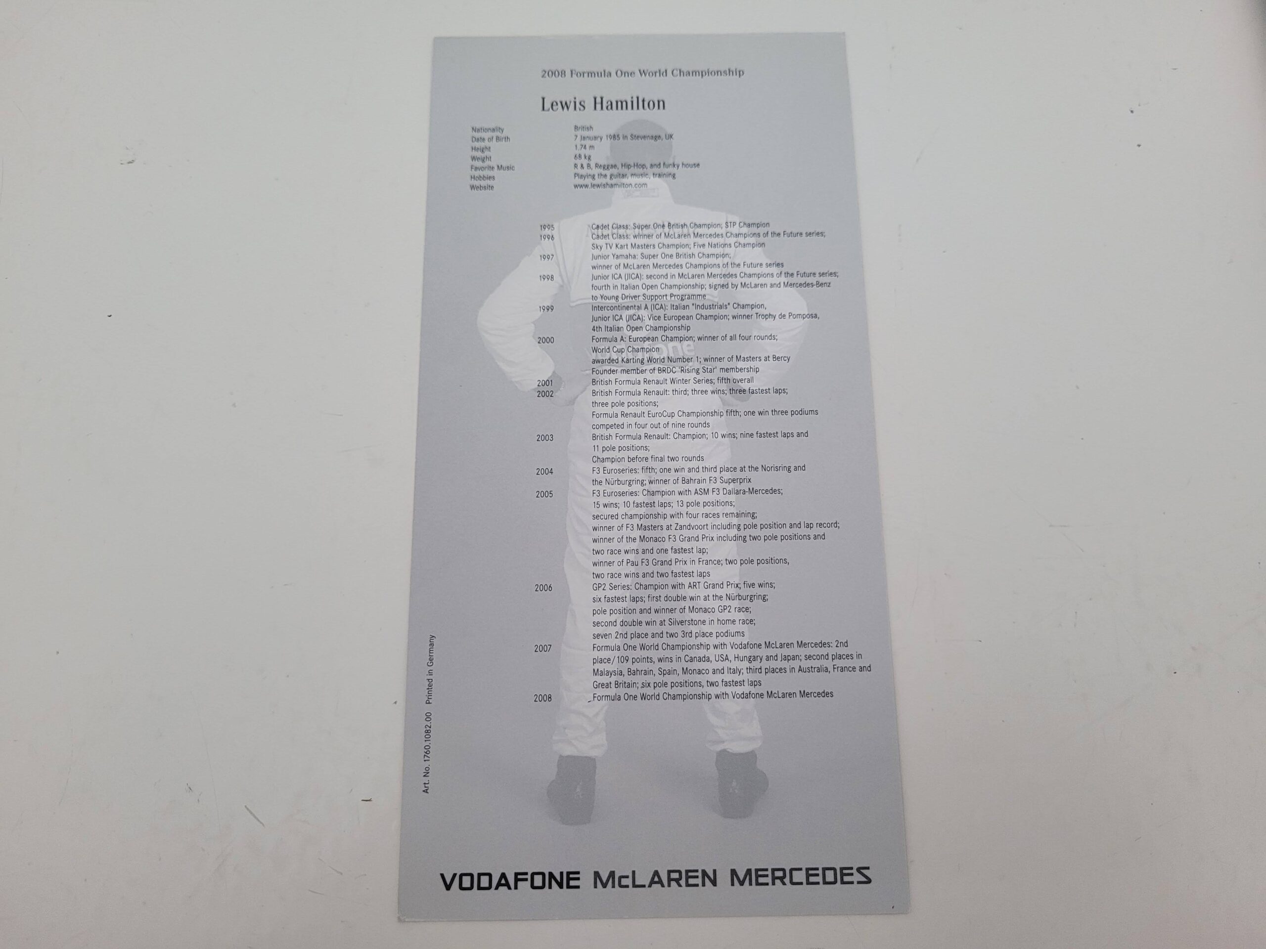 Lewis Hamilton signed driver card, McLaren - Image 3