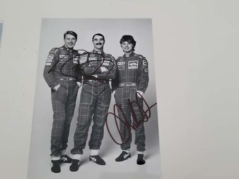 Mika Hakkinen, Jan Magnussen signed photo, McLaren team presentation