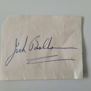 Jack Brabham signed vintage notebook page