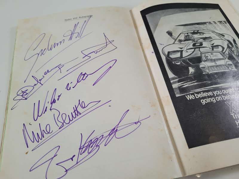 1972 Silverstone race program, signed by Graham Hill, Fittipaldi, Beutller and others