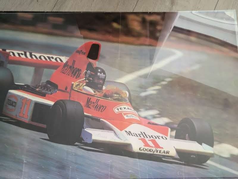 James Hunt signed vintage poster, McLaren