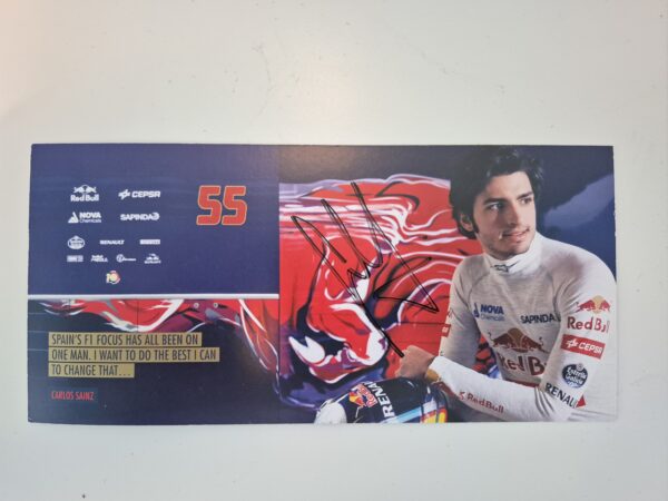 Carlos Sainz signed rookie driver card, Toro Rosso